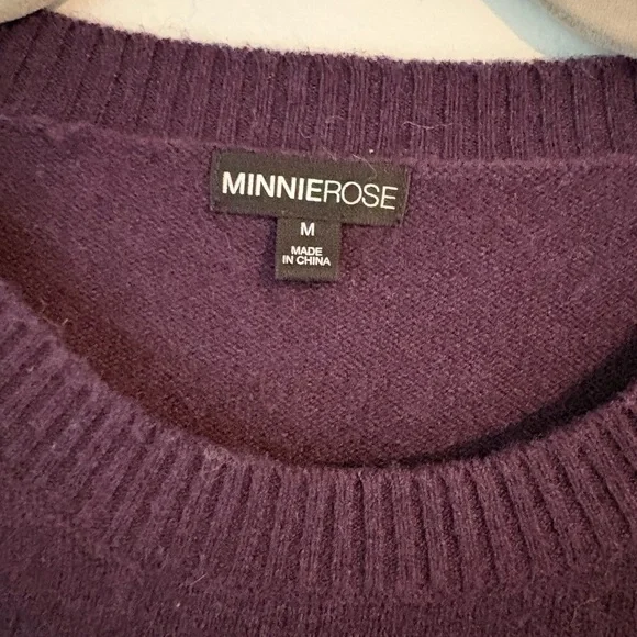 Minnie Rose Women’s Crewneck Cashmere Sweater in Deep Plum - Picture 5 of 5